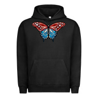 Pigment Black Patriotic American Flag Butterfly 4th of July Urban Hoodie - LillyAllenDesigns