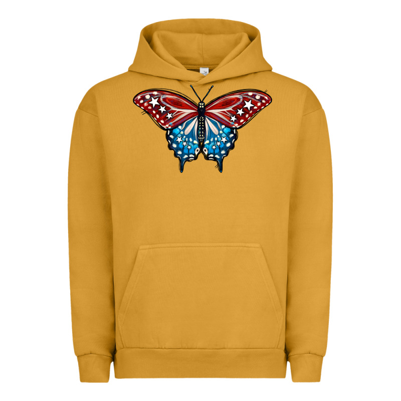 Patriotic American Flag Butterfly 4th Of July Urban Hoodie by LillyAllenDesigns | Teevron