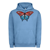 Pigment Pebble Blue Patriotic American Flag Butterfly 4th of July Urban Hoodie - LillyAllenDesigns