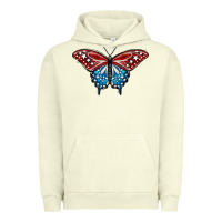 Pigment Pistachio Patriotic American Flag Butterfly 4th of July Urban Hoodie - LillyAllenDesigns