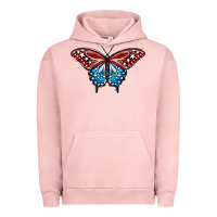 Pigment Salmon Patriotic American Flag Butterfly 4th of July Urban Hoodie - LillyAllenDesigns