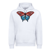 White Patriotic American Flag Butterfly 4th of July Urban Hoodie - LillyAllenDesigns