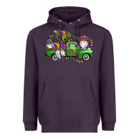 Plum mardi gras gnomes truck Heavyweight Hoodie - OliviaCreatesArt