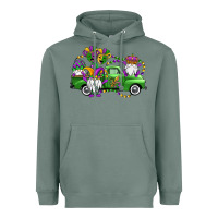 Sage mardi gras gnomes truck Heavyweight Hoodie - OliviaCreatesArt