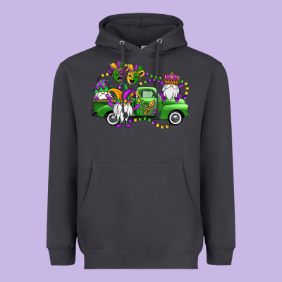 Mardi Gras Gnomes Truck Heavyweight Hoodie Designed By Oliviacreatesart