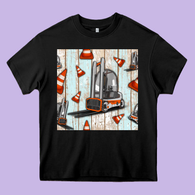 Forklift Seamless Pattern Heavy Core Tee Designed By Bundleandbundleshop