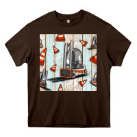 Chocolate Brown forklift seamless pattern Heavy Core Tee - BundleAndBundleShop