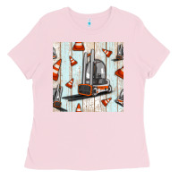 Bubblegum Pink forklift seamless pattern Ladies Tee - BundleAndBundleShop