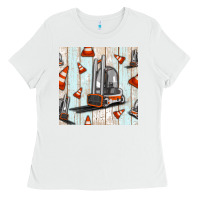 White forklift seamless pattern Ladies Tee - BundleAndBundleShop