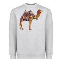 Heather Grey camel with colorful saddle Heavyweight Sweatshirt - BarkalooDesign