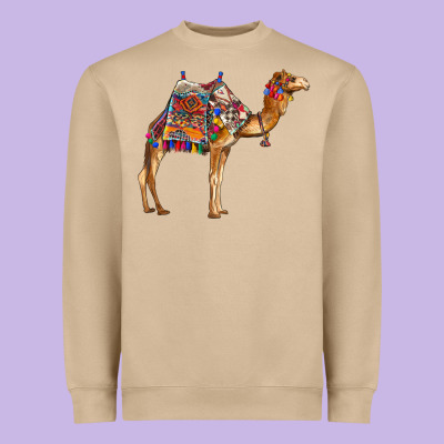 Camel With Colorful Saddle Heavyweight Sweatshirt Designed By Barkaloodesign