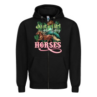Black Just a girl who loves Horses Zipper Hoodie - HowdyJamesFarm
