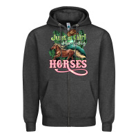 Charcoal Heather Just a girl who loves Horses Zipper Hoodie - HowdyJamesFarm
