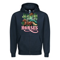 Navy Just a girl who loves Horses Zipper Hoodie - HowdyJamesFarm