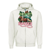 Oatmeal Heather Just a girl who loves Horses Zipper Hoodie - HowdyJamesFarm