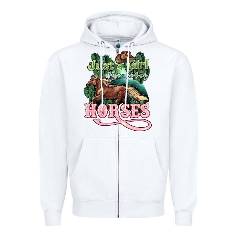 Just A Girl Who Loves Horses Zipper Hoodie by HowdyJamesFarm | Teevron
