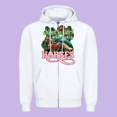 Just A Girl Who Loves Horses Zipper Hoodie Designed By Howdyjamesfarm