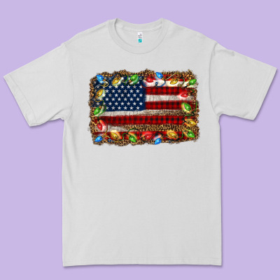 Christmas American Flag Background Premium Tee Designed By Jasminsmagicworld