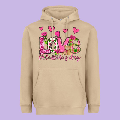 Love Valentine's Day Olivia Heavyweight Hoodie Designed By Oliviacreatesart