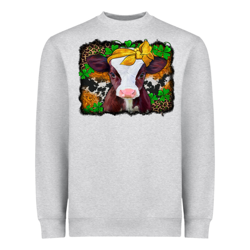 St Patricks Baby Cow With Leopard Background Heavyweight Sweatshirt by Jasminsmagicworld | Teevron