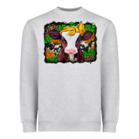 Heather Grey st patricks baby cow with leopard background Heavyweight Sweatshirt - Jasminsmagicworld