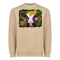 Mushroom st patricks baby cow with leopard background Heavyweight Sweatshirt - Jasminsmagicworld