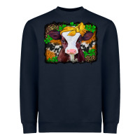 Navy st patricks baby cow with leopard background Heavyweight Sweatshirt - Jasminsmagicworld