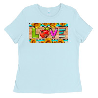 Baby Blue love and sunflower with pen and apple license plate template Ladies Tee - Artiststas