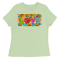 Matcha love and sunflower with pen and apple license plate template Ladies Tee - Artiststas
