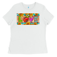 White love and sunflower with pen and apple license plate template Ladies Tee - Artiststas