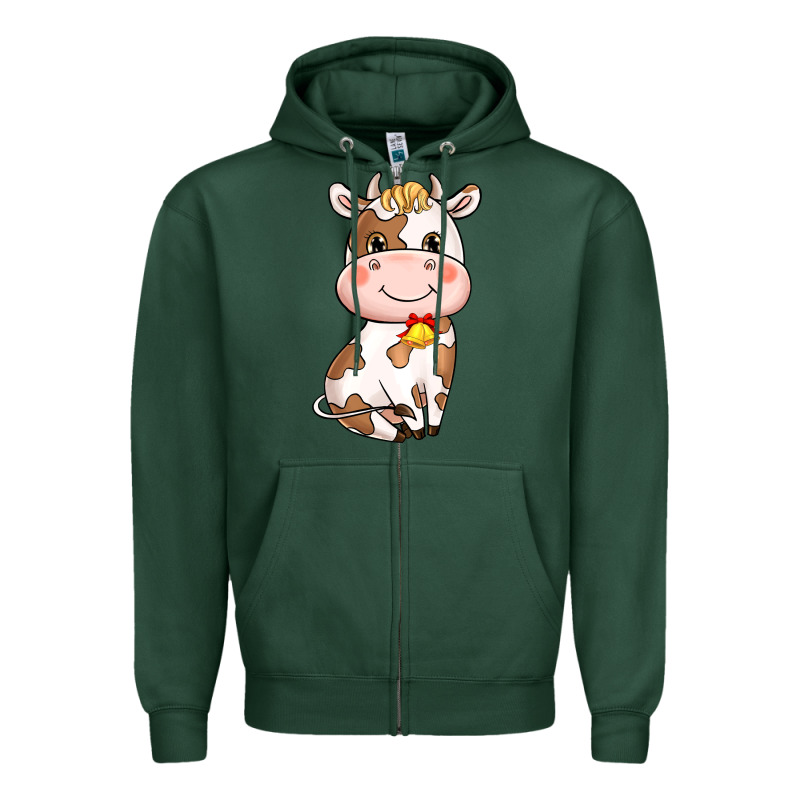 Cartoon Cow Zipper Hoodie by HowdyJamesFarm | Teevron