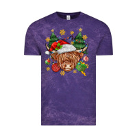 Cloud Purple Christmas highland cow Vintage Tee - MaliasSmallBusiness
