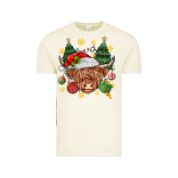 Vintage Arctic Christmas highland cow Vintage Tee - MaliasSmallBusiness