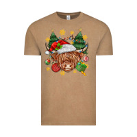 Vintage Coffee Christmas highland cow Vintage Tee - MaliasSmallBusiness