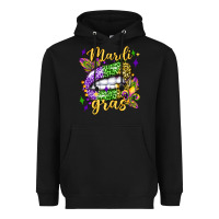 Black mardi gras with  lip olivia Heavyweight Hoodie - OliviaCreatesArt