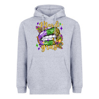 Heather Grey mardi gras with  lip olivia Heavyweight Hoodie - OliviaCreatesArt