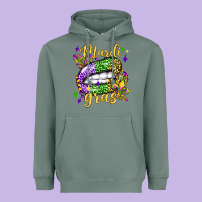 Mardi Gras With  Lip Olivia Heavyweight Hoodie Designed By Oliviacreatesart