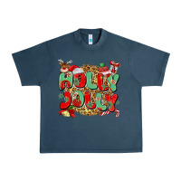 Midnight Navy holly jolly christmas Urban Heavy Tee - MaliasSmallBusiness