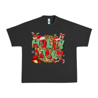 Pigment Black holly jolly christmas Urban Heavy Tee - MaliasSmallBusiness