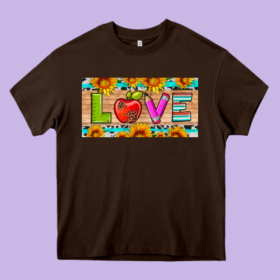 Love And Sunflower With Pen And Apple License Plate Template Heavy Core Tee Designed By Artiststas