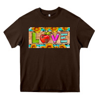 Chocolate Brown love and sunflower with pen and apple license plate template Heavy Core Tee - Artiststas