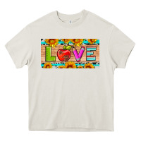 Cream love and sunflower with pen and apple license plate template Heavy Core Tee - Artiststas