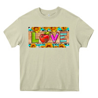 Mossy love and sunflower with pen and apple license plate template Heavy Core Tee - Artiststas