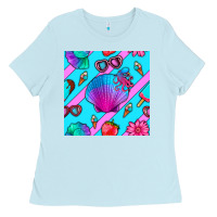 Baby Blue sea shell Ladies Tee - BundleAndBundleShop