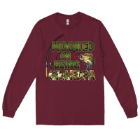 Burgundy fish lures hooked on being grandpa Long Sleeve Tee - Artiststas