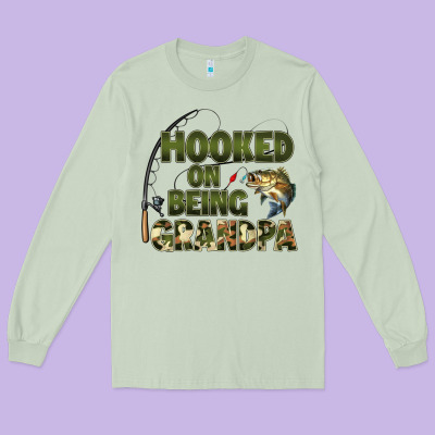 Fish Lures Hooked On Being Grandpa Long Sleeve Tee Designed By Artiststas