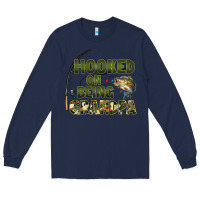 Navy fish lures hooked on being grandpa Long Sleeve Tee - Artiststas