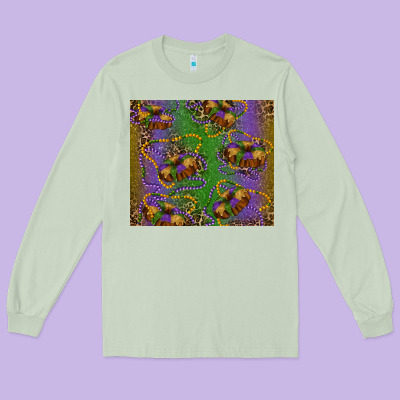 Mardi Gras King Cake Leopard Long Sleeve Tee Designed By Ranaportraitstore