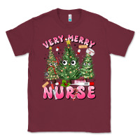 Burgundy very merry nurse Classic Tee - MaliasSmallBusiness