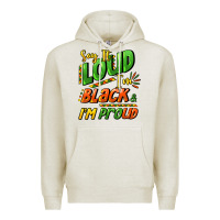 Oatmeal Heather Say it loud i'm black and i'm proud Premium Hoodie - HowdyJamesFarm